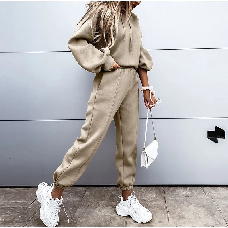 Women's Jogging Pants and Hoodie set Blended Material