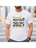 Proud Brother of A 2025 Graduate Shirt - Unisex Cotton Casual Tee with Glittery Golden & Black Design