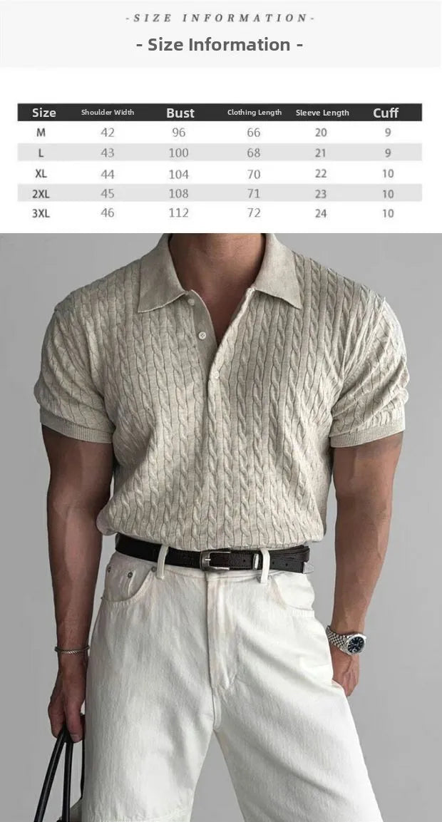 American Sle Hard Man Knitted  irt Muscle Men Slim Fit Elastic ort Sve Turn-down Collar Sweatirt Tight Sve ...