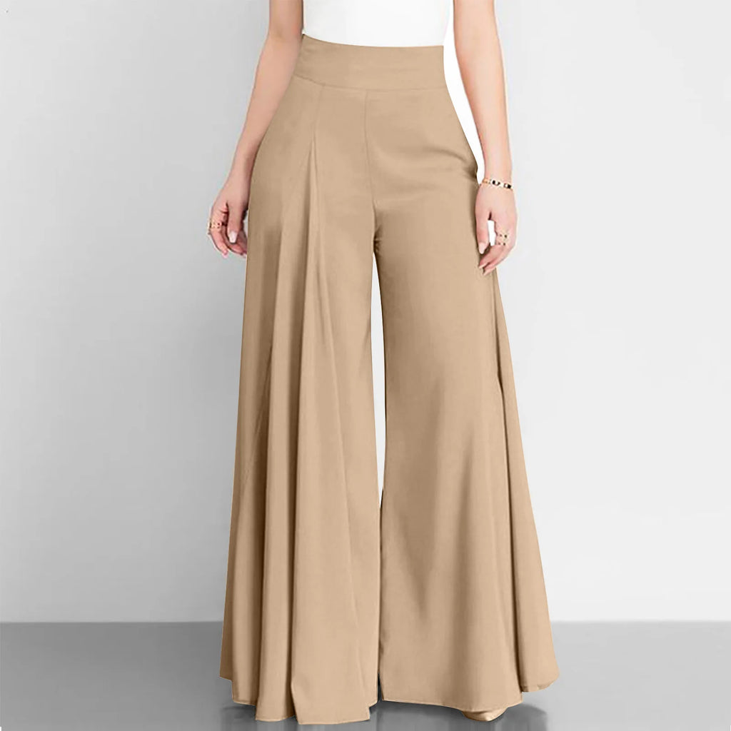 Fashion Women High Waist Wide Leg Pants Spring Autumn Female Elegant Flare Trousers Casual Solid Holiday Loose Long Pant New