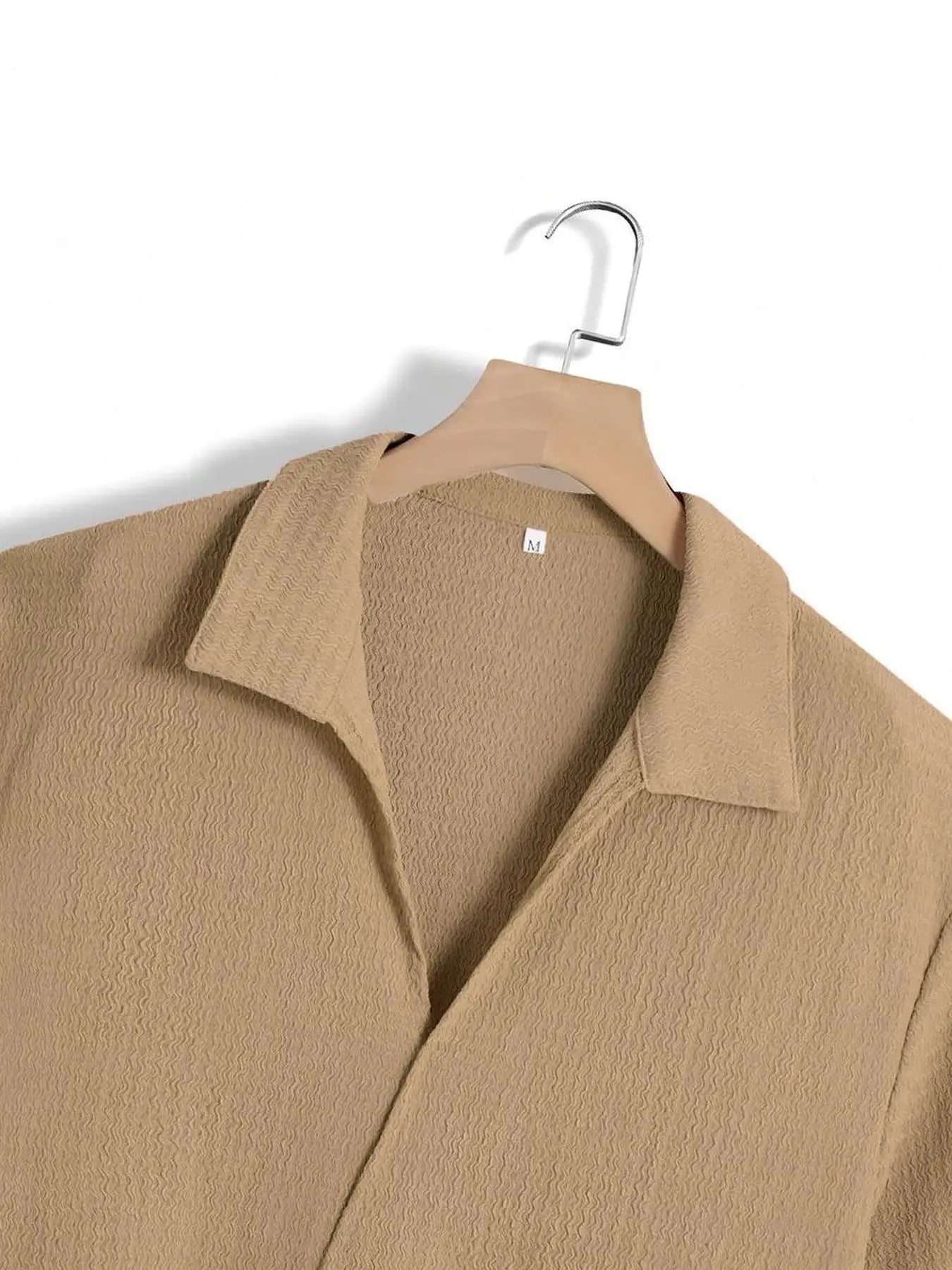 2025 Europe and the United States men's new spring half-sleeve shirt pants solid color suit V-neck design