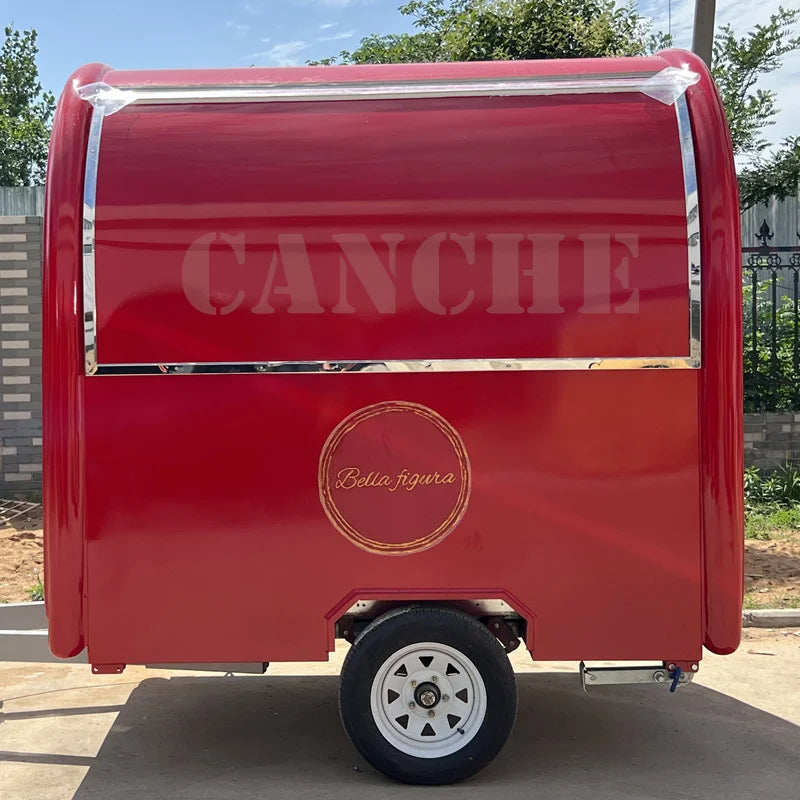Street Sale use BBQ Food trailer Factory Mobile Pizza Food Truck stainless steel Outdoor Mobile Food Trailer