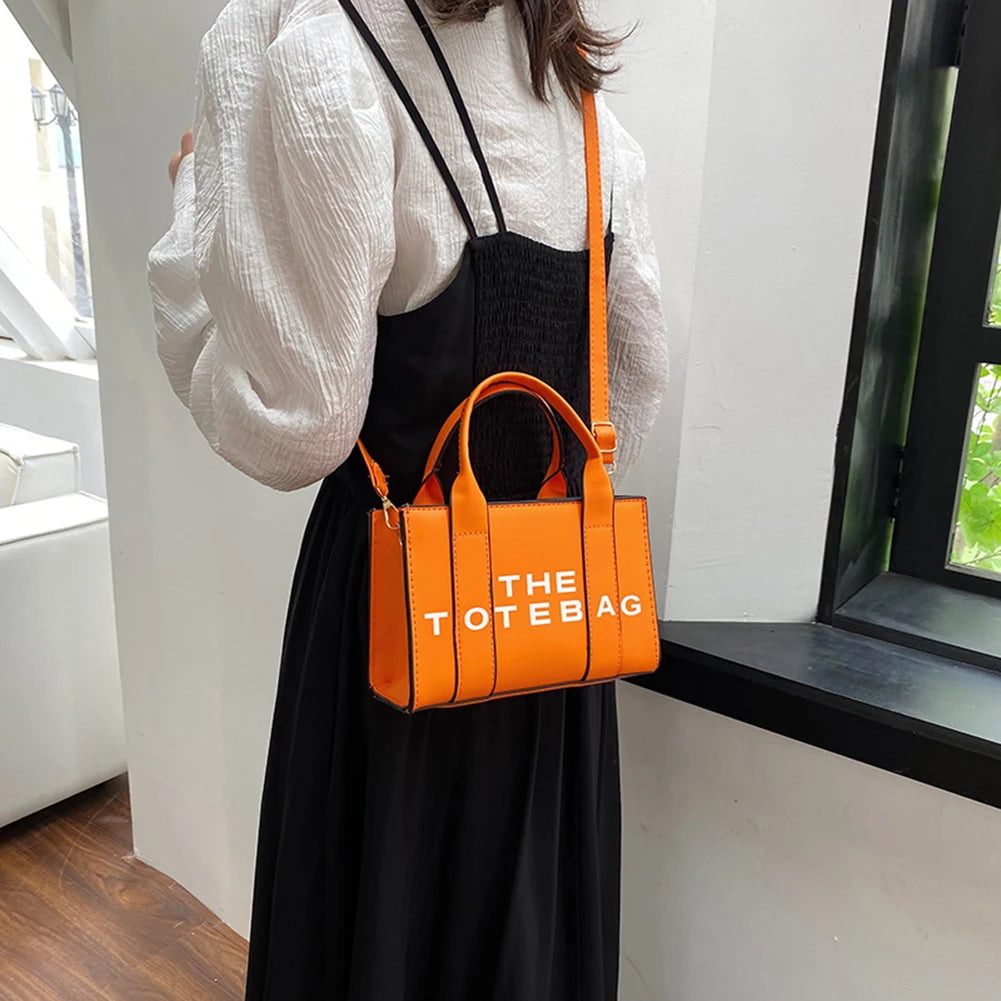 The Small Leather Tote Bag For Women Trendy PU Leather Handbag Casual Simple Adjustable Straps Female Satchel For Work Travel
