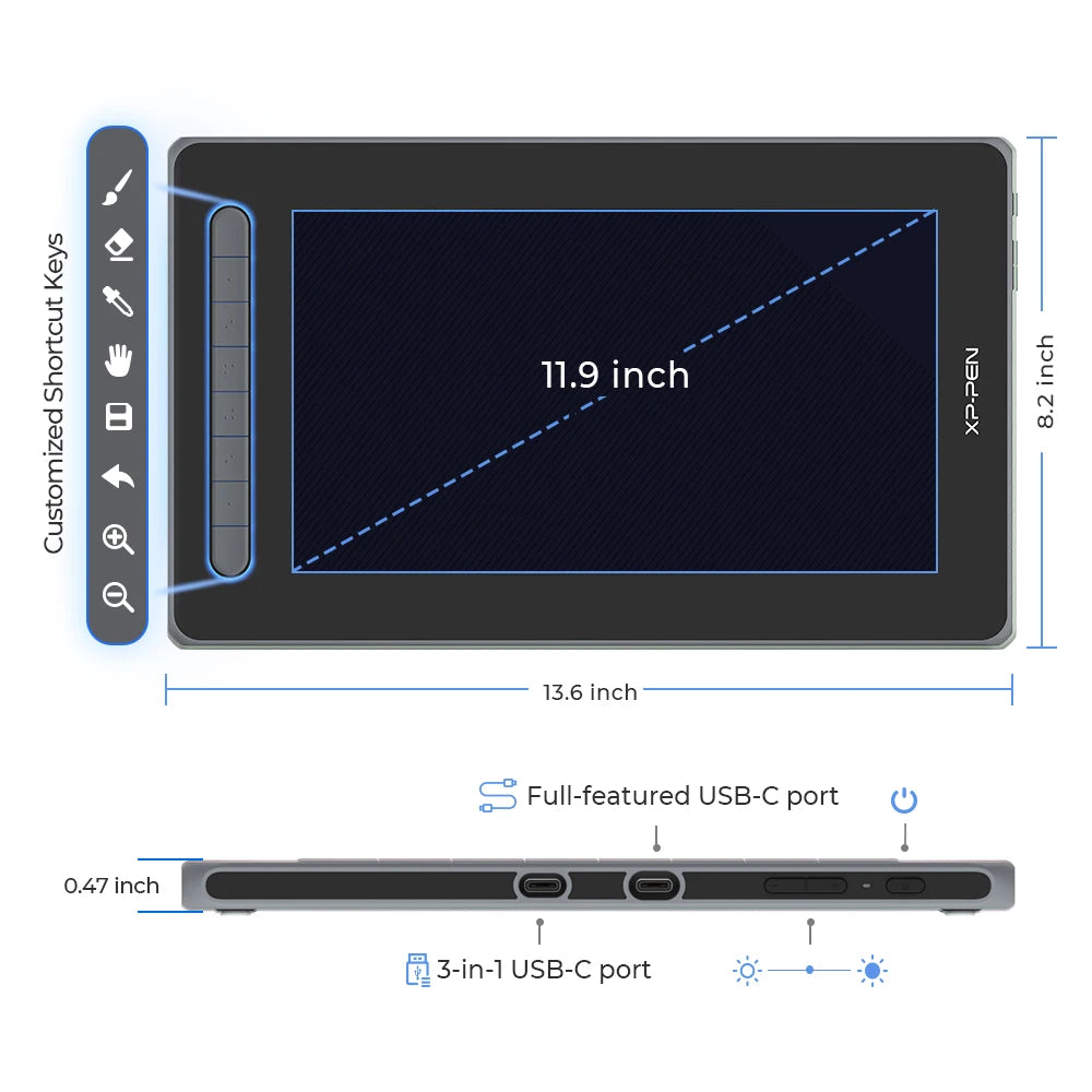 XPPen Artist Series Pen Display (2nd Gen) Artist 12 13 16 Inch Graphic Tablet Monitor with X3 Stylus Support Windows Mac Android