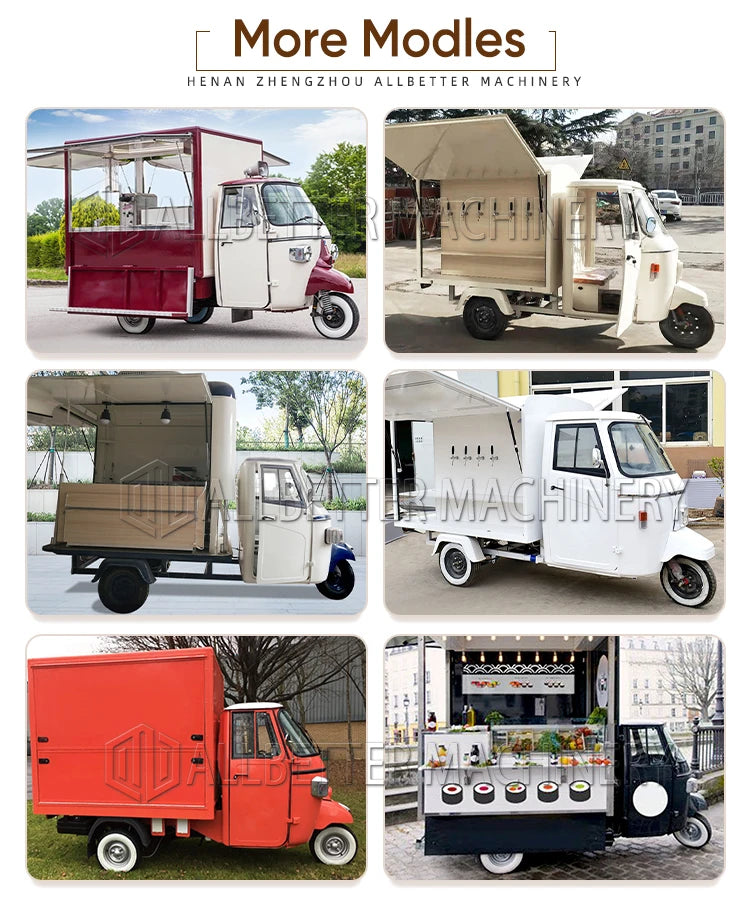 Allbetter Mobile Motorcycle Food Truck with Full Kitchen Coffee Kiosk Street Food Cart Tuk Tuk Beer Bar Food Truck for Sale