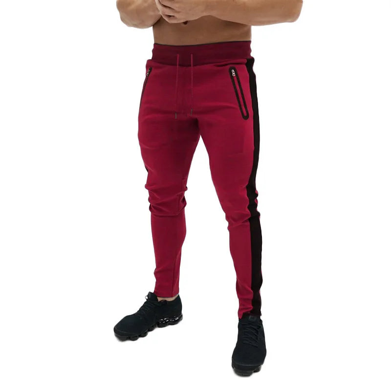 New Autumn Men's Sport Pants Casual Knitted Trousers With Zipper Pockets Solid Color Jogger pants Male pantalon chandal hombre