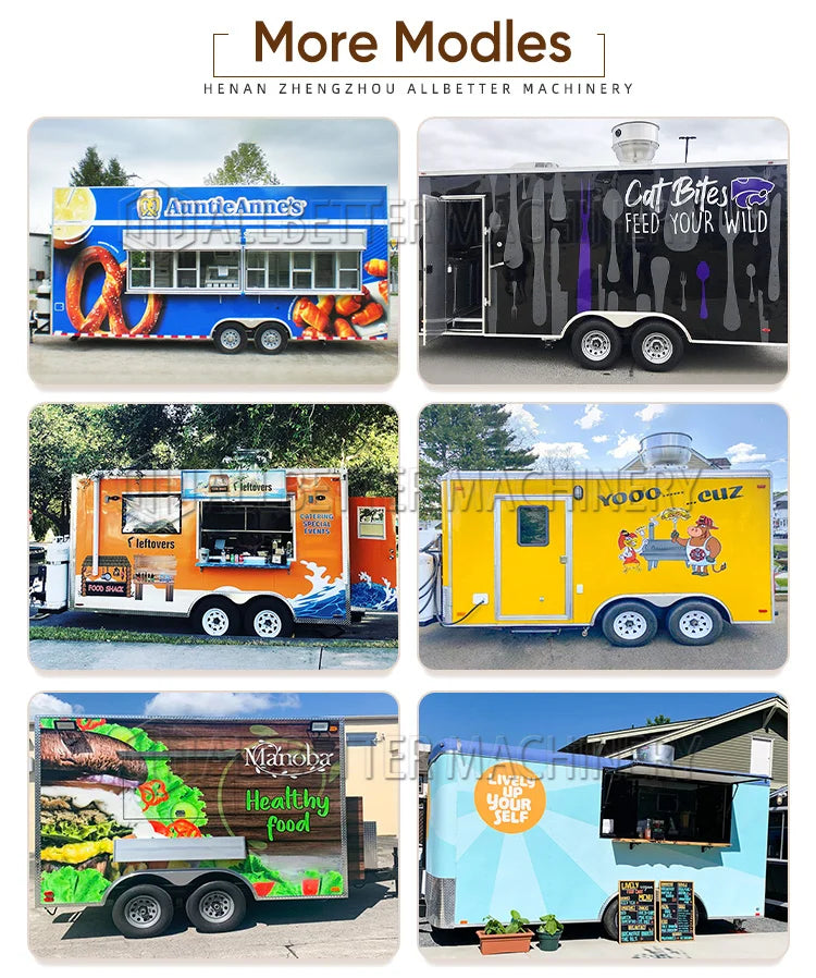Allbetter Fully Equipment Mobile Food Truck New Design Fast Crepe Hot Dog Food Carts CE Concession Mobile Kitchen Food Trailer