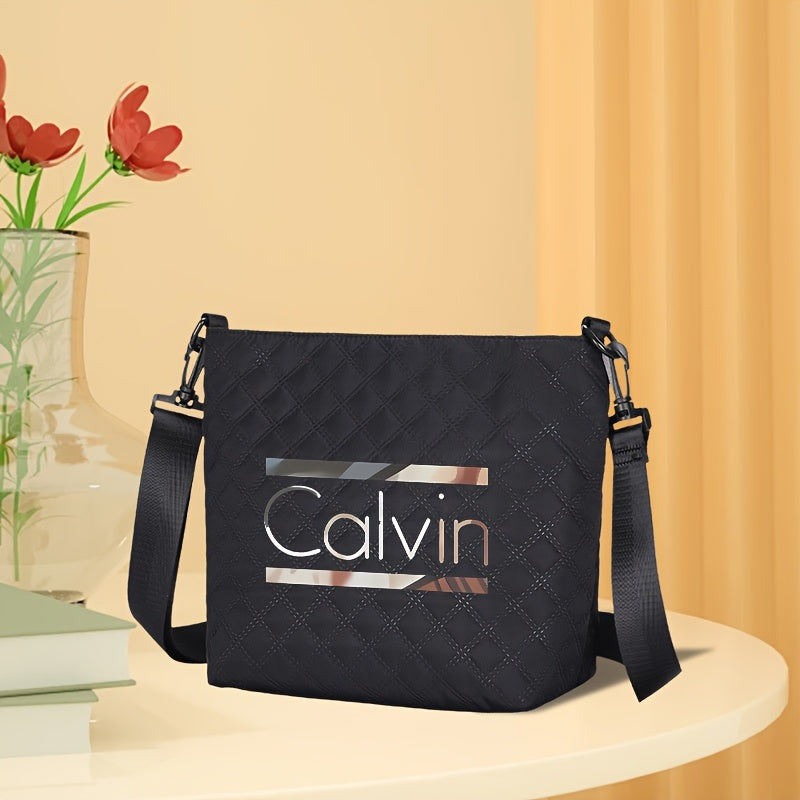 [VMI] Lingge bag special fund, Calvin gradient decorative strip printed Women's large capacity crossbody bag, lightweight nylon cloth adjustable shoulder strap portable shoulder bag