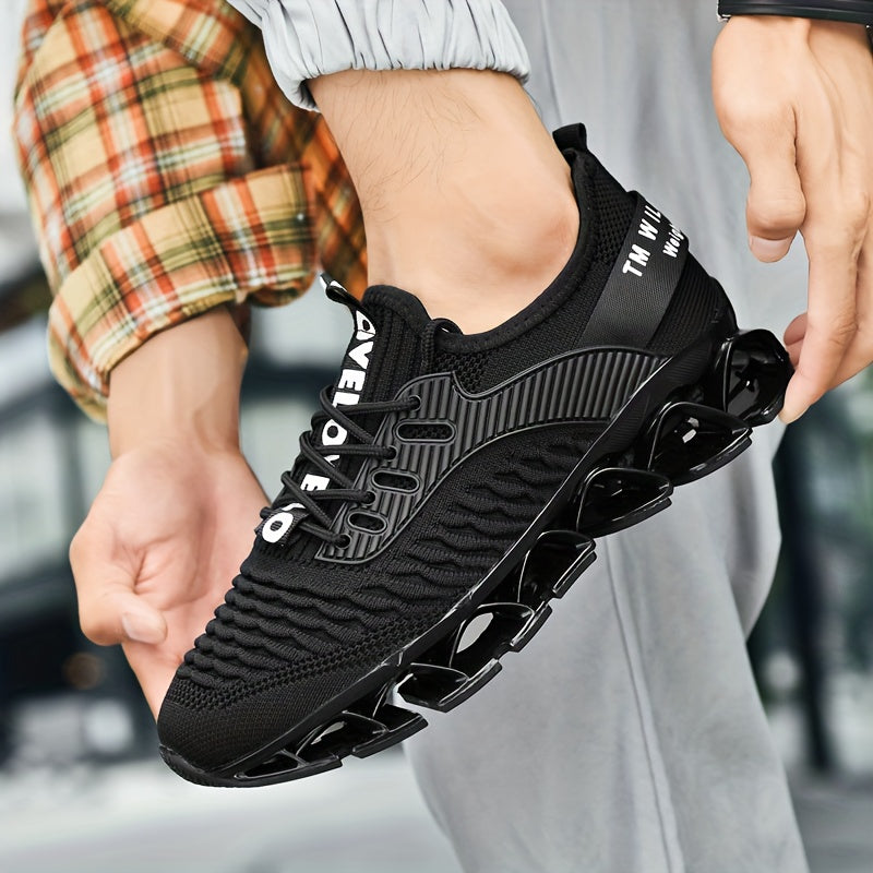 Men's Lightweight Breathable Sports Shoes, Blade Sole Comfortable for Standing Running Shoes, Trendy Multi-functional Sports Leisure Men's Fashion Shoes, Absorbing Cushioning And Low-top Lace-up Design - Durable All-terrain T