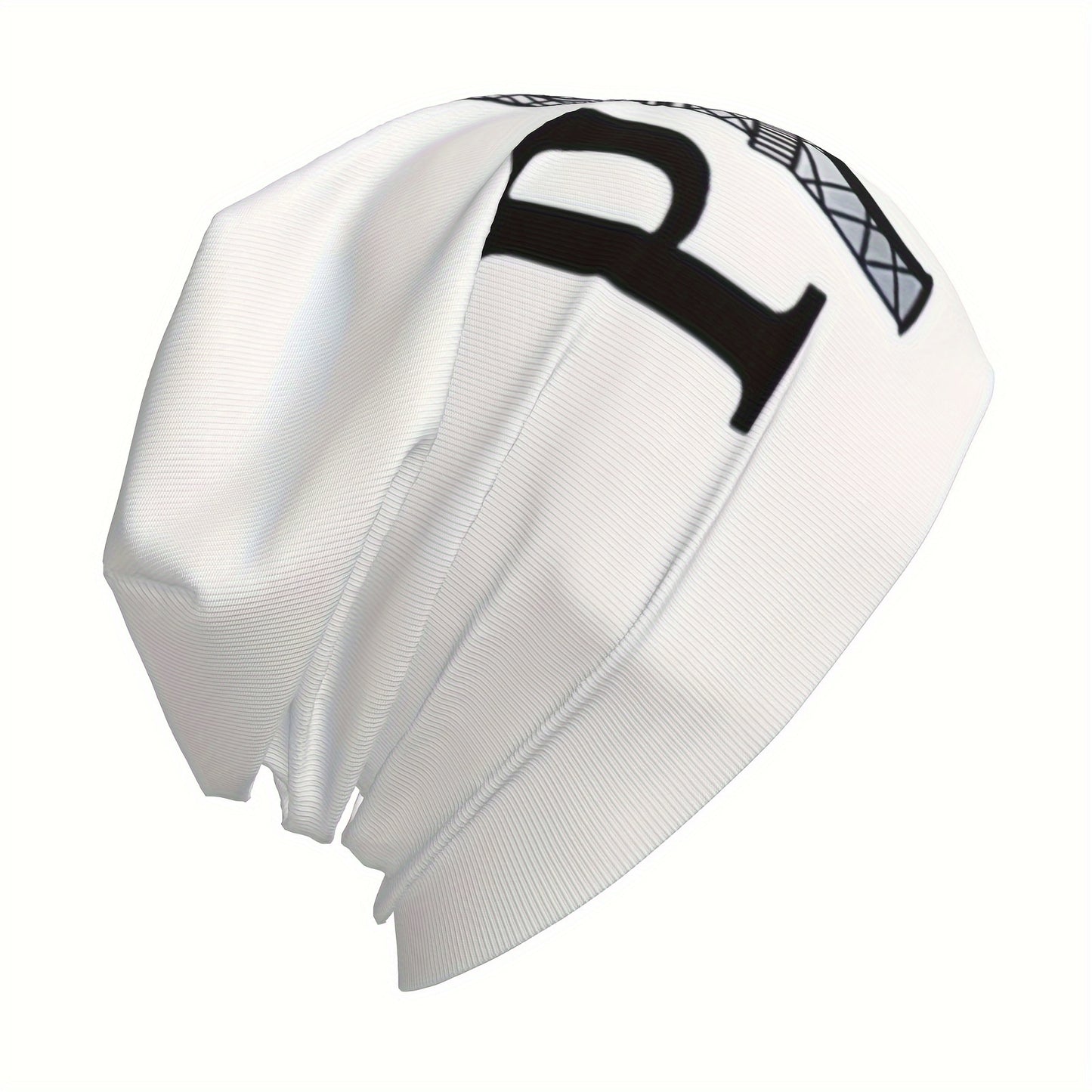 Fresh Cool Classic Paris Pattern Beanie Hat, Soft Thin Style Summer Bonnet Hat For Sports, Hippie Y2K Retro White, Ideal Choice For Gifts