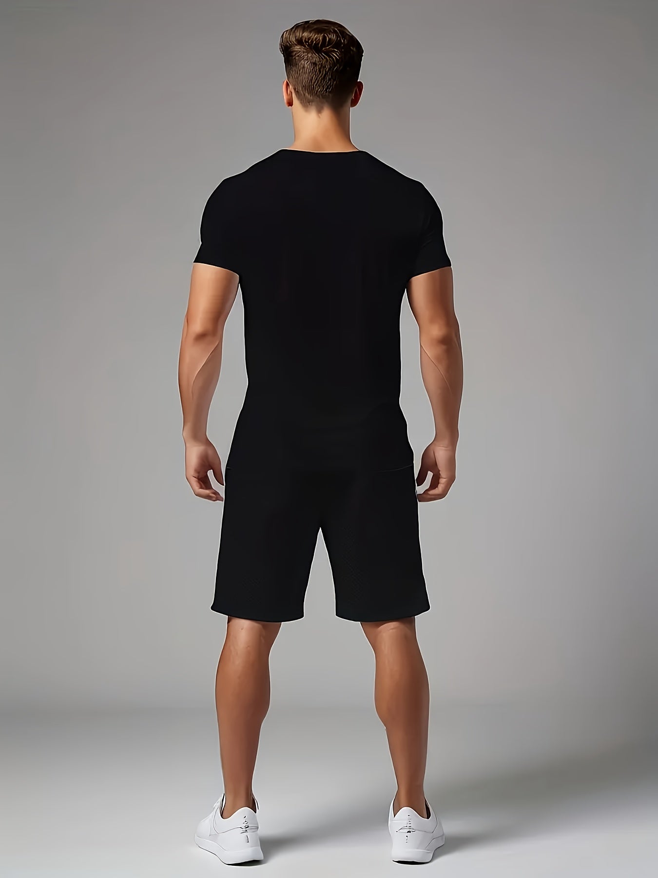 Men'S Casual Street Style 3D Quick-Dry Crew Neck Short Sleeve T-Shirt & Beach Shorts Set - Vibrant Pink with "Calvin" Letter Print, Lightweight Summer Outfit for Casual Attire, Beach Attire|Vibrant Print Tee|Lightweight Fabri