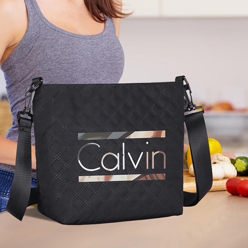 [VMI] Lingge bag special fund, Calvin gradient decorative strip printed Women's large capacity crossbody bag, lightweight nylon cloth adjustable shoulder strap portable shoulder bag