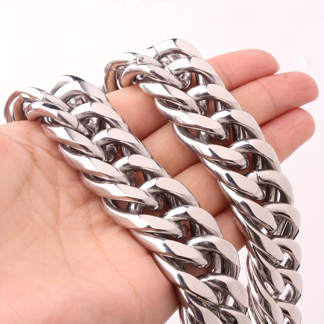 19mm Thick Heavy Duty Stainless Steel Mens Cuban Curb Chain Necklace - High Quality Necklace for Men - Strong, Durable, and Stylish Jewelry for Everyday Wear