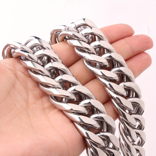 19mm Thick Heavy Duty Stainless Steel Mens Cuban Curb Chain Necklace - High Quality Necklace for Men - Strong, Durable, and Stylish Jewelry for Everyday Wear