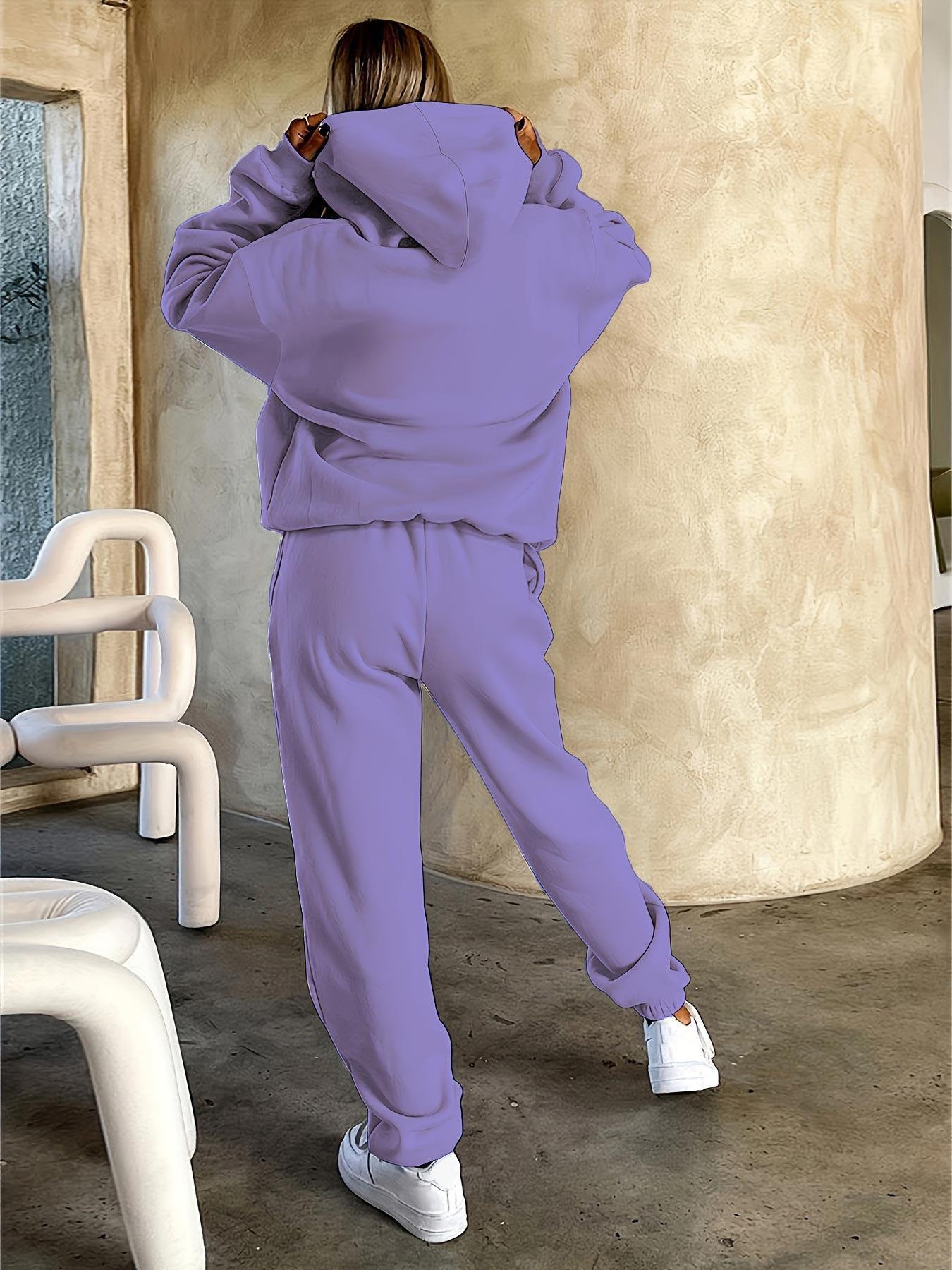 Women'S Printed Sweatshirt & Pants Set - Gray Pullover with "Calvin" Logo, Kangaroo Pocket, Machine Washable, Casual Wear, Casual Wear|Graphic Hoodie|Machine Washable Top, Sweater Hoodie