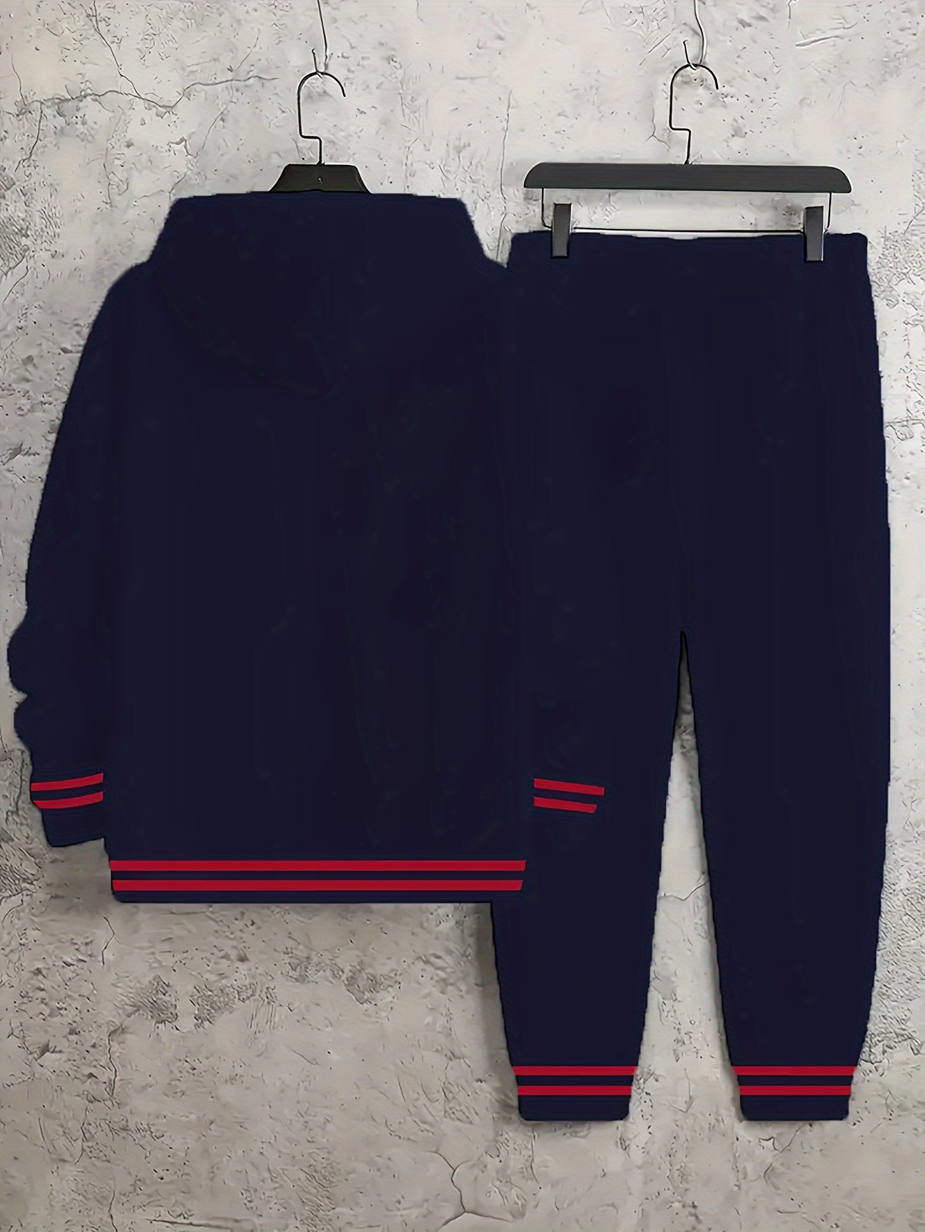 2-piece PARIS Print Men's Spring Fall Sports Outfit Set, Men's Hooded Sweatshirt With Kangaroo Pocket & Drawstring Sweatpants Set