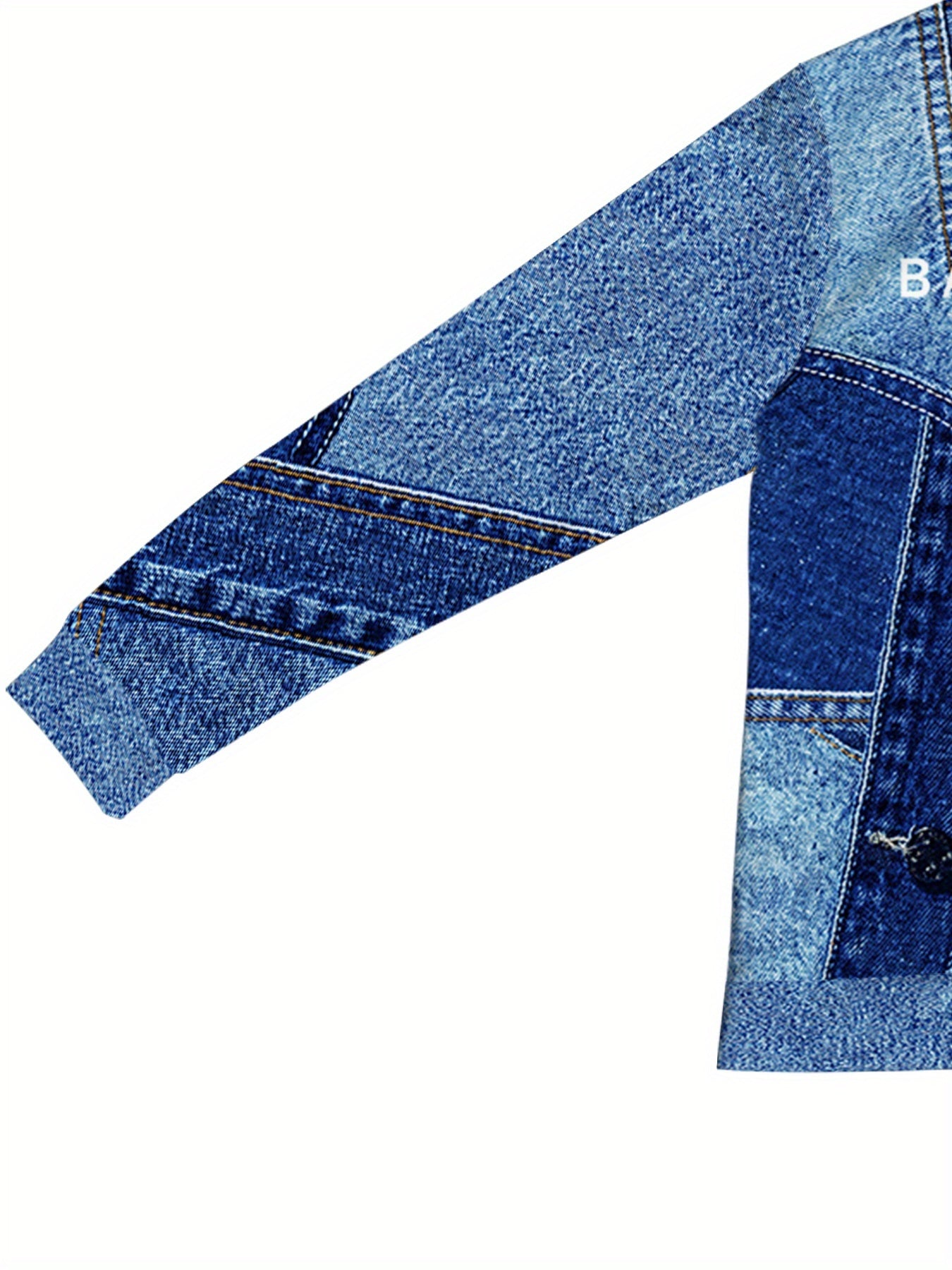 New Blue Denim Patchwork Style Pattern Digital Print Sportswear Set Hooded Sweatshirt + Jogger 2pcs Set with Letter Design and White Stripe Print Fashion Casual Long Sleeve Hoodie and Pants Set