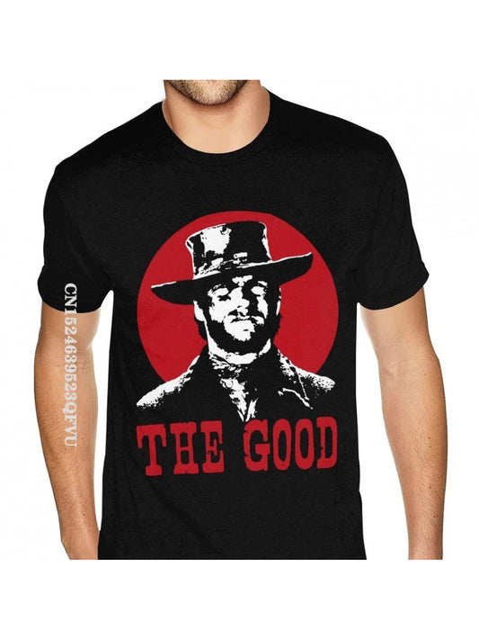 Geometric The Good The Bad And The Ugly Clint Eastwood Tee Shirts Tshirt Man Graphic Black Tees Shirt