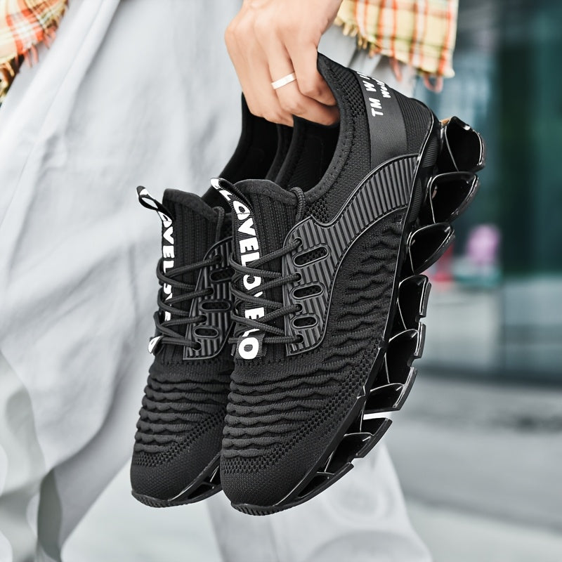 Men's Lightweight Breathable Sports Shoes, Blade Sole Comfortable for Standing Running Shoes, Trendy Multi-functional Sports Leisure Men's Fashion Shoes, Absorbing Cushioning And Low-top Lace-up Design - Durable All-terrain T