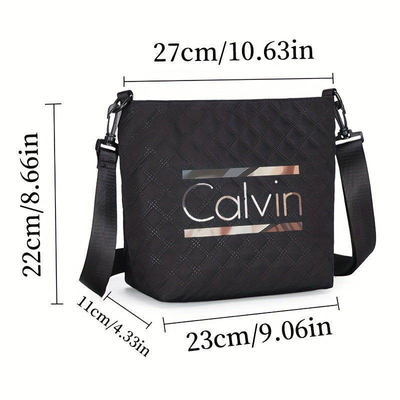 [VMI] Lingge bag special fund, Calvin gradient decorative strip printed Women's large capacity crossbody bag, lightweight nylon cloth adjustable shoulder strap portable shoulder bag