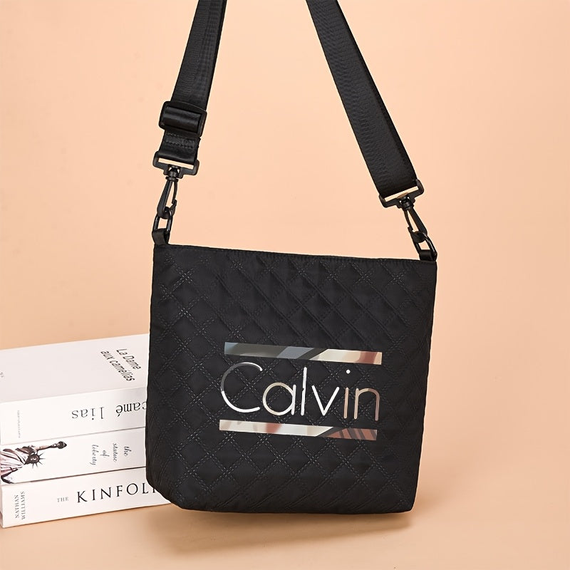 [VMI] Lingge bag special fund, Calvin gradient decorative strip printed Women's large capacity crossbody bag, lightweight nylon cloth adjustable shoulder strap portable shoulder bag
